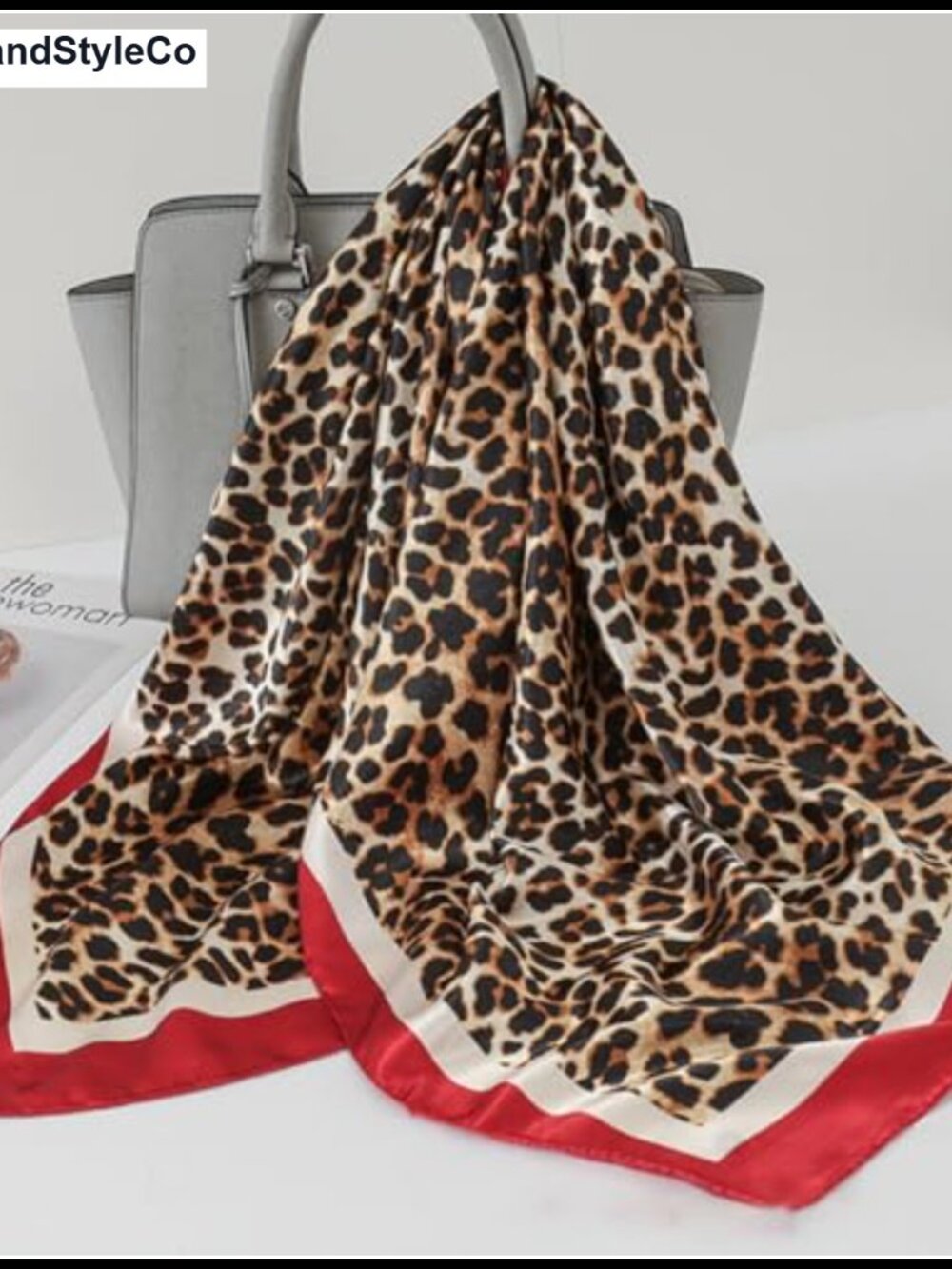 Leopard Print Silk Feel Head Scarf 35x35 - Picture 3 of 5